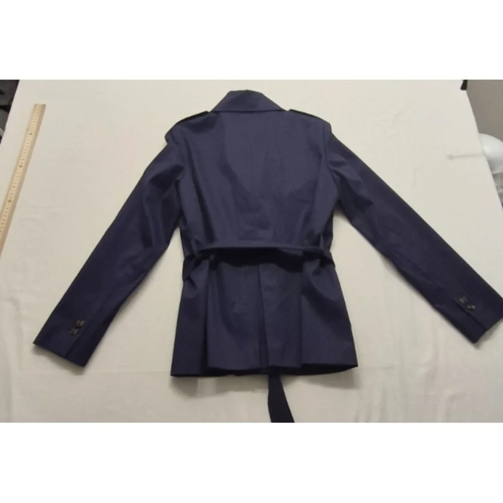 Brooks Brothers 346‎ women's navy blue trench coat buttons belted stretch sz 4